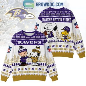 Baltimore Ravens Snoopy Peanuts Ravens Nation Rising Ugly Sweater Baltimore Ravens Snoopy Peanuts Ravens Nation Rising Ugly Sweater