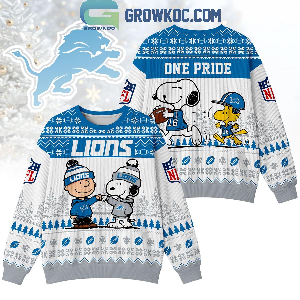 Detroit Lions Snoopy Peanuts One Pride Ugly Sweater Detroit Lions Snoopy Peanuts One Pride Ugly Sweater