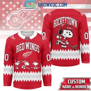 Detroit Red Wings Snoopy Peanuts HockeyTown Hockey Jersey Detroit Red Wings Snoopy Peanuts HockeyTown Hockey Jersey