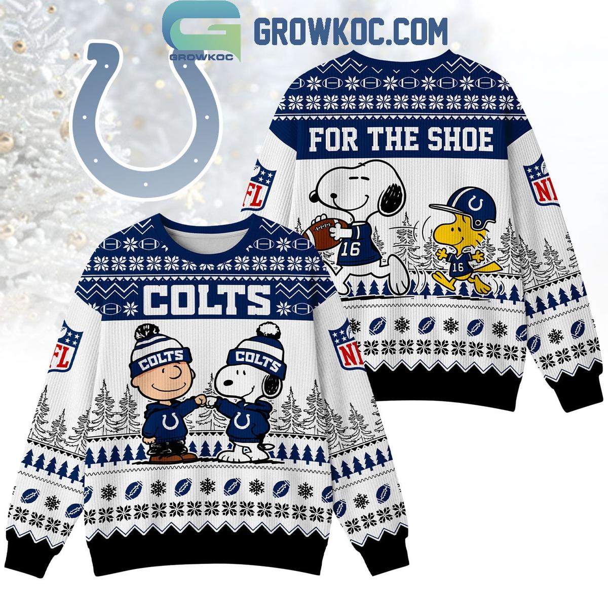 Indianapolis Colts Snoopy Peanuts For The Shoe Ugly Sweater Indianapolis Colts Snoopy Peanuts For The Shoe Ugly Sweater