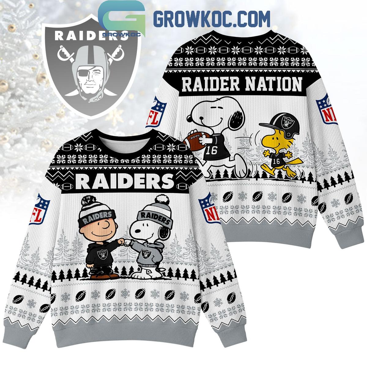 Las Vegas Raiders Snoopy Peanuts Raider Nation Ugly Sweater Las Vegas Raiders Snoopy Peanuts Raider Nation Ugly Sweater