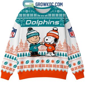 Miami Dolphins Snoopy Peanuts Fins Up Ugly Sweater