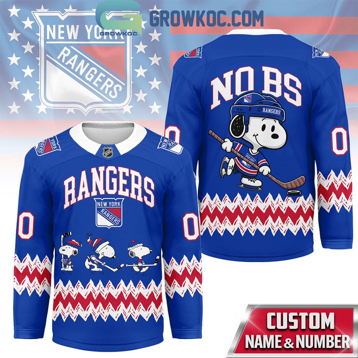 New York Rangers Snoopy Peanuts No BS Hockey Jersey New York Rangers Snoopy Peanuts No BS Hockey Jersey
