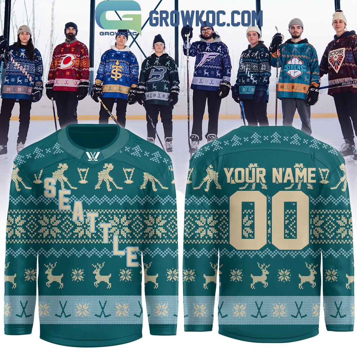 PWHL Seattle Torrent Holiday Sweater Hockey Jersey PWHL Seattle Torrent Holiday Sweater Hockey Jersey