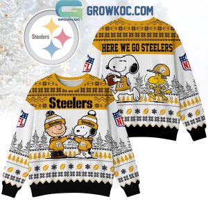 Pittsburgh Steelers Snoopy Peanuts Here We Go Steelers Ugly Sweater Pittsburgh Steelers Snoopy Peanuts Here We Go Steelers Ugly Sweater