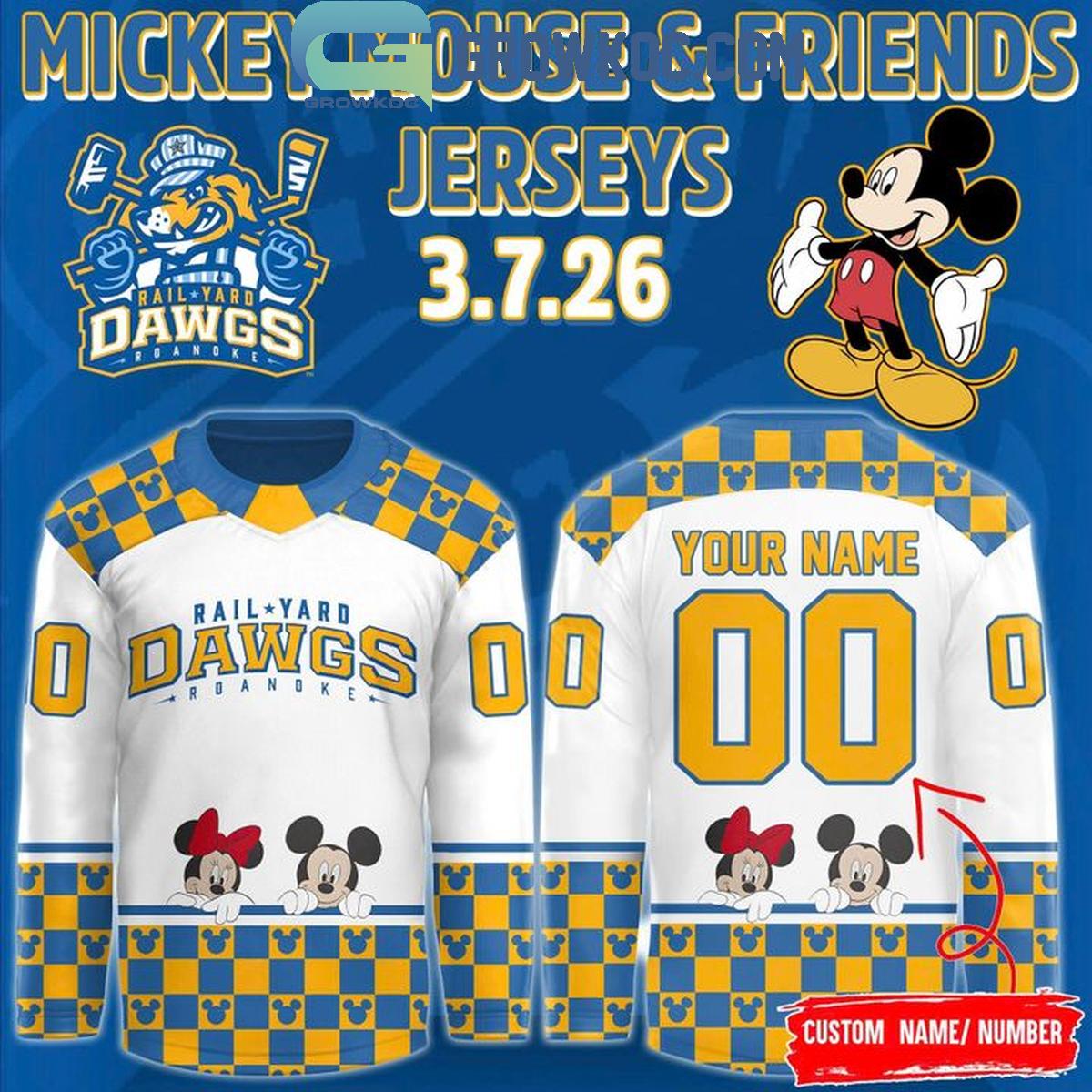 Roanoke Rail Yard Dawgs Mickey Mouse & Friends 2026 Hockey Jersey Roanoke Rail Yard Dawgs Mickey Mouse & Friends 2026 Hockey Jersey