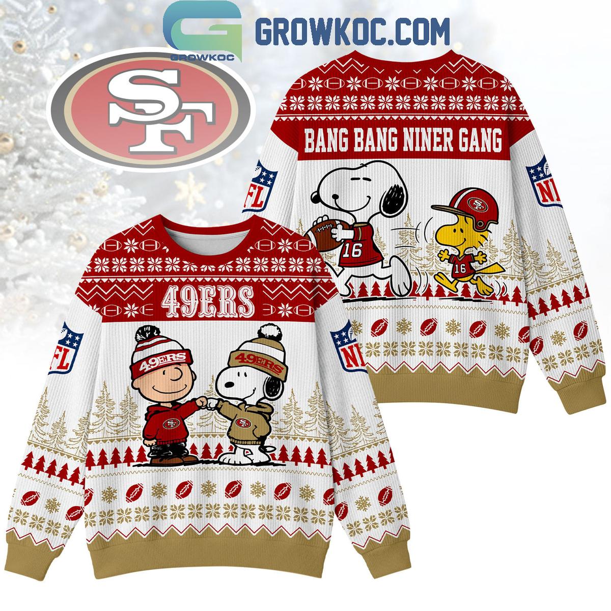 San Francisco 49ers Snoopy Peanuts Bang Bang Niner Gang Ugly Sweater San Francisco 49ers Snoopy Peanuts Bang Bang Niner Gang Ugly Sweater