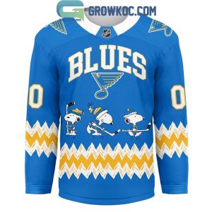 St. Louis Blues Snoopy Peanuts Bleed Blue Hockey Jersey