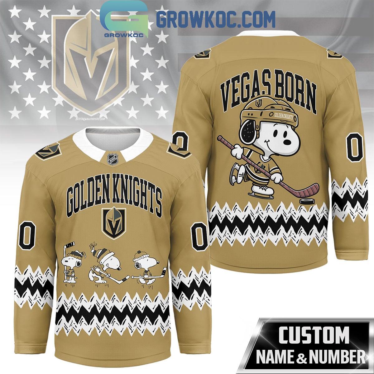 Vegas Golden Knights Snoopy Peanuts Vegas Born Hockey Jersey Vegas Golden Knights Snoopy Peanuts Vegas Born Hockey Jersey