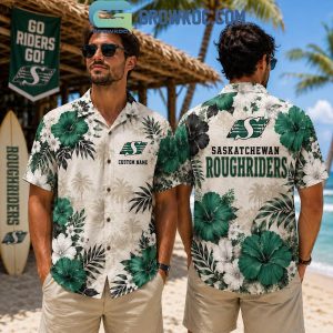 Saskatchewan Roughriders CFL Summer Floral Pattern Hawaiian Shirt