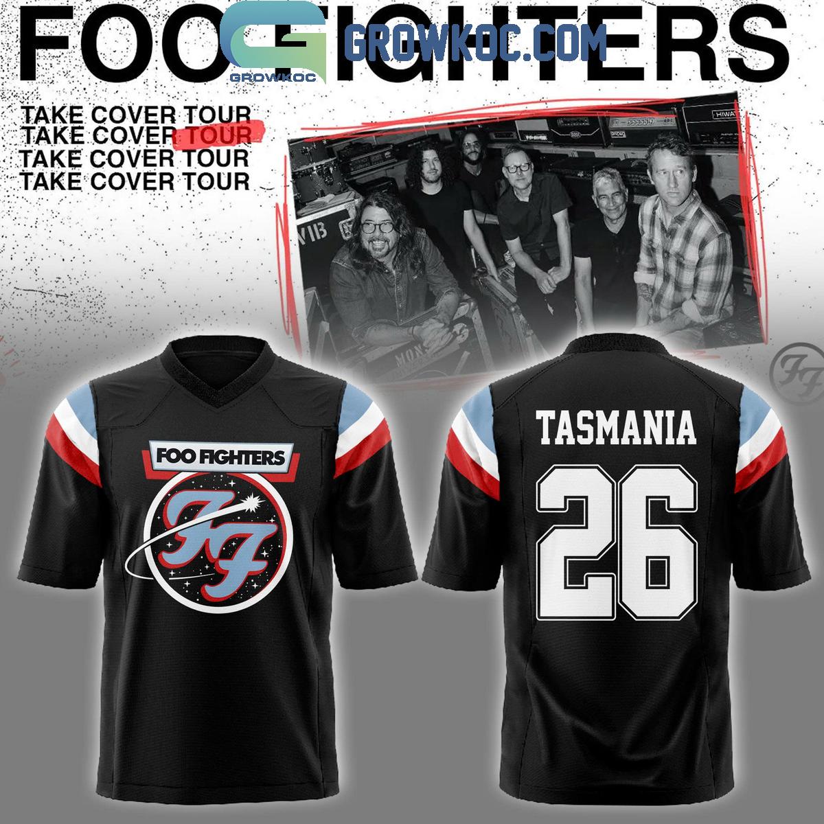 Foo Fighters Take Cover Tour 2026 Football Jersey Foo Fighters Take Cover Tour 2026 Football Jersey
