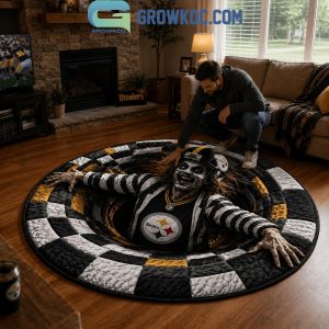 Pittsbugh Steelers Beetlejuice 3D Illusion Hole Halloween Round Quilted Floor Mat Pittsbugh Steelers Beetlejuice 3D Illusion Hole Halloween Round Quilted Floor Mat