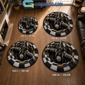 Pittsbugh Steelers Beetlejuice 3D Illusion Hole Halloween Round Quilted Floor Mat