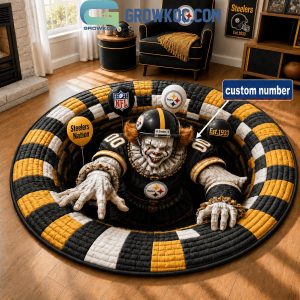 Pittsbugh Steelers Pennywise Clown 3D Illusion Hole Halloween Round Custom Quilted Floor Mat Pittsbugh Steelers Pennywise Clown 3D Illusion Hole Halloween Round Custom Quilted Floor Mat