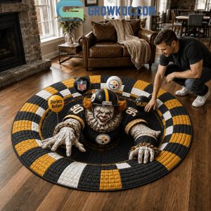 Pittsbugh Steelers Pennywise Clown 3D Illusion Hole Halloween Round Custom Quilted Floor Mat